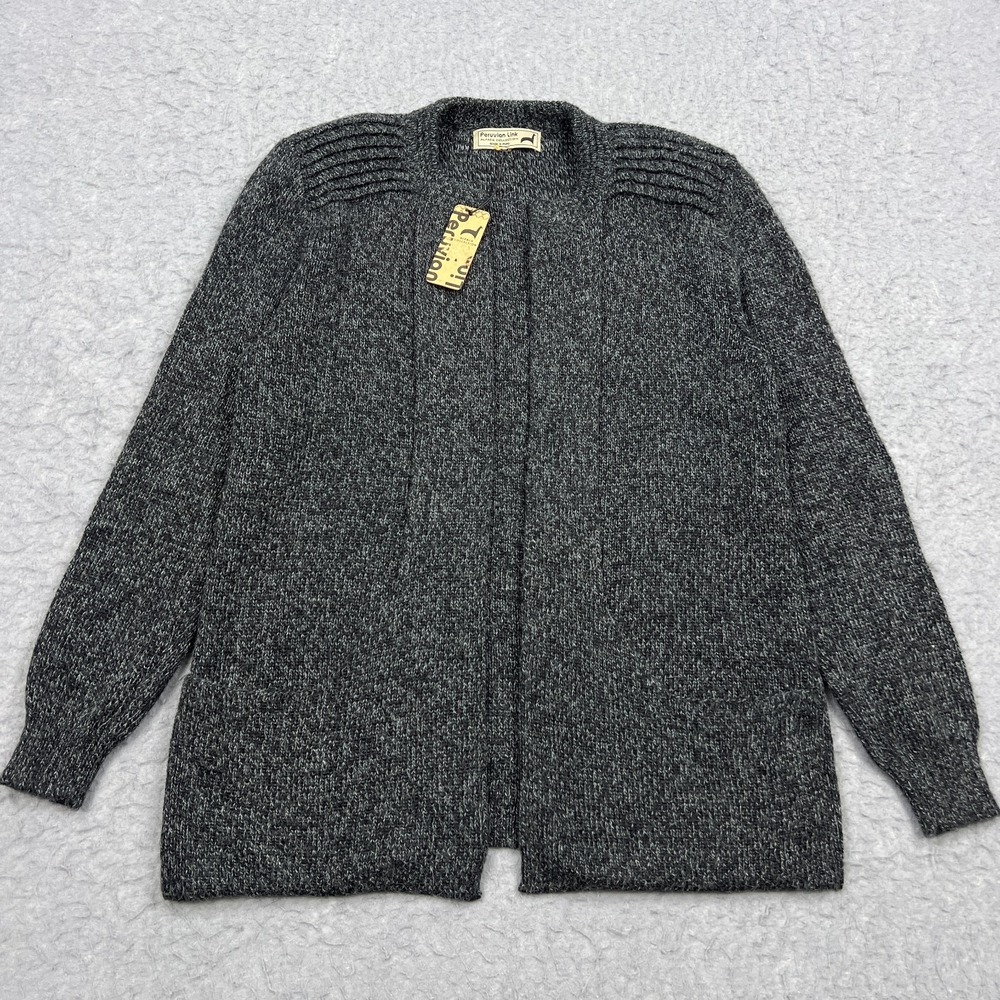 Peruvian Link Ebel Cardigan Women's XS Charcoal‎ Alpaca Collection Open Sweater
